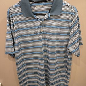 Nike Men's Blue Striped Polo Shirt